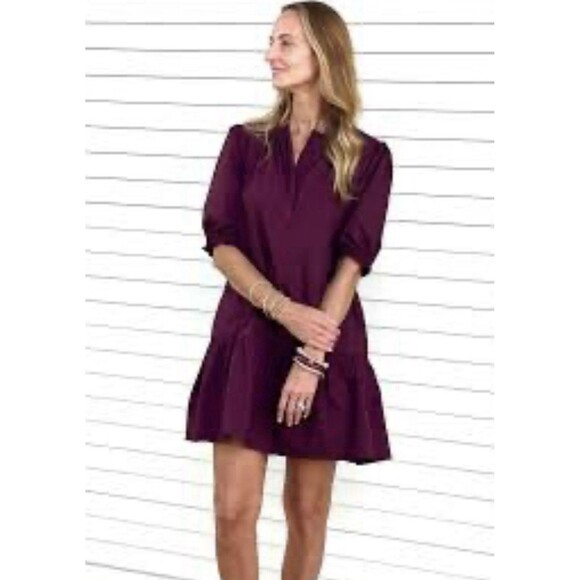 Caryn Lawn Shirt Dress Size Medium Burgundy - Picture 1 of 12